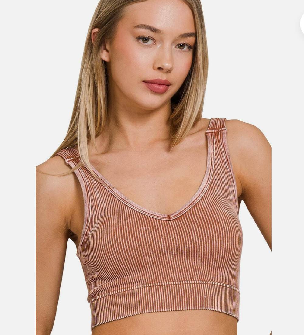 #1019 Cropped Essential Tank - Deep Camel